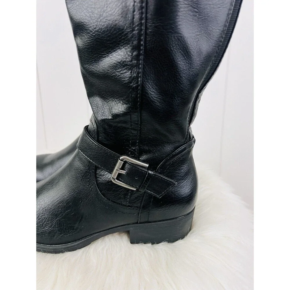 Croft & Barrow Ortholite Black Knee-High Vegan Leather Riding Boots Size 7M